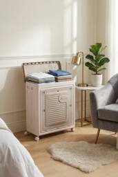 Living and Home 2-Door 70L Folding Storage Box Toy&Clothes Storage Hamper with Flip-top Lid & Wheels in Cream - thumbnail 5