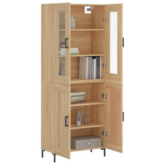 Berkfield Home Highboard Sonoma Oak 69.5x34x180 cm Engineered Wood in Light Tan - image 1