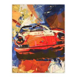 "Artery8 Red Sports Car Design Racing Racecar Painting Wall Art Print - Size: W12"" x H16""" - thumbnail 1