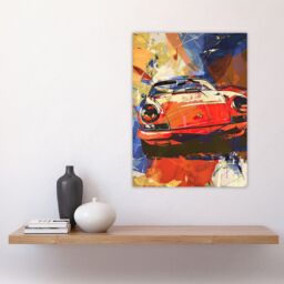 "Artery8 Red Sports Car Design Racing Racecar Painting Wall Art Print - Size: W12"" x H16""" - thumbnail 4