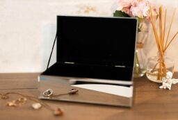 Marco Paul Small Silver Mirrored Jewellery Box with Crushed Diamantes Mother's Day Gift - thumbnail 2