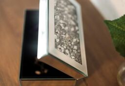 Marco Paul Small Silver Mirrored Jewellery Box with Crushed Diamantes Mother's Day Gift - thumbnail 3
