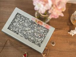 Marco Paul Small Silver Mirrored Jewellery Box with Crushed Diamantes Mother's Day Gift - thumbnail 4