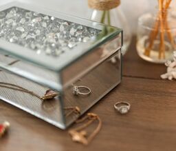 Marco Paul Small Silver Mirrored Jewellery Box with Crushed Diamantes Mother's Day Gift - thumbnail 5