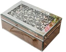 Marco Paul Small Silver Mirrored Jewellery Box with Crushed Diamantes Mother's Day Gift - thumbnail 6