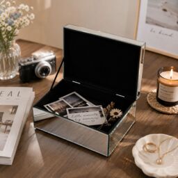 Marco Paul Silver Mirrored Jewellery & Trinket Box with Crushed Diamond Lid - thumbnail 8