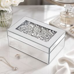 Marco Paul Silver Mirrored Jewellery & Trinket Box with Crushed Diamond Lid - thumbnail 9