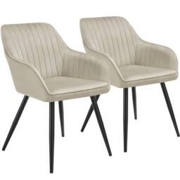 tectake Dining Chair Marilyn Set Of 2 - Cream/Black in Cream - Size: 2 Pack - thumbnail 1