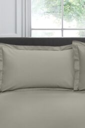 Appletree 'Premium 200TC Plain Dye' Hotel Quality 100% Percale Cotton Oxford Pillowcases (Pair) in Silver - Size: Standard Pillow Case