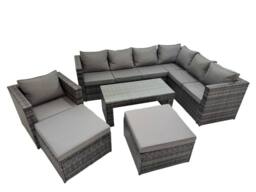Fimous Garden Furniture Set with Chair 2 Big Stools Dark Grey Mixed - thumbnail 1