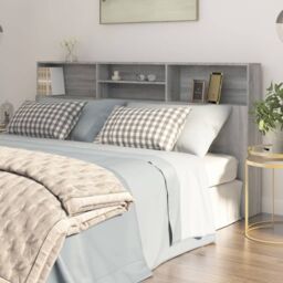 Berkfield Home Headboard Cabinet Grey Sonoma 200x19x103.5 cm - thumbnail 1