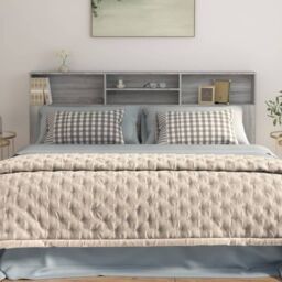 Berkfield Home Headboard Cabinet Grey Sonoma 200x19x103.5 cm - thumbnail 5
