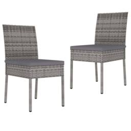 Berkfield Home Durable 3 Piece Outdoor Dining Set with Cushions Poly Rattan Grey - thumbnail 6