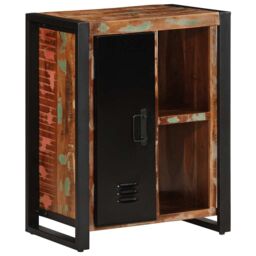 Berkfield Home Sideboard Multicolour 55x35x70 cm Solid Wood Reclaimed in Black - Size: 55 x 35 x 70 cm