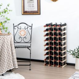Costway Wooden 36 Bottle Wine Rack Freestanding Wine Holder Modular Wine Storage Shelf in Natural - thumbnail 3