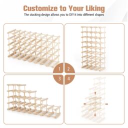 Costway Wooden 36 Bottle Wine Rack Freestanding Wine Holder Modular Wine Storage Shelf in Natural - thumbnail 5