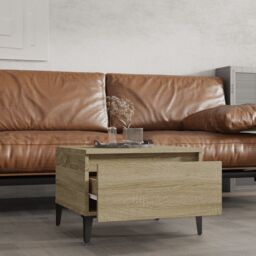 Berkfield Home Side Table Sonoma Oak 50x46x35 cm Engineered Wood in Brown - Size: 50 x 46 x 35 cm - thumbnail 3