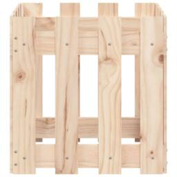Berkfield Home Garden Planter with Fence Design 40x40x40 cm Solid Wood Pine in Natural - Size: 40 x 40 x 40 cm - thumbnail 5