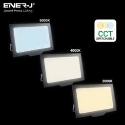 ENER-J 150W LED Floodlight CCT Switchable 3000K 4000K 6000K IP65 in Black - thumbnail 5