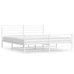 Berkfield Home Metal Bed Frame with Headboard & Footboard White 200x200 cm - thumbnail 2