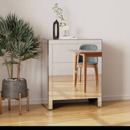 Comfy Living Ltd Mirrored 3 Drawer Chest Of Drawers in Silver - thumbnail 1