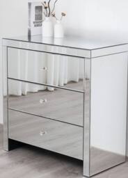 Comfy Living Ltd Mirrored 3 Drawer Chest Of Drawers in Silver - thumbnail 4
