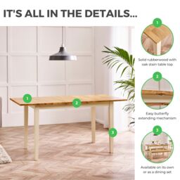 FurnitureboxUK Salcombe Rectangular Solid Wood Extending Dining Table in Light Oak - thumbnail 2