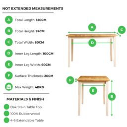 FurnitureboxUK Salcombe Rectangular Solid Wood Extending Dining Table in Light Oak - thumbnail 3