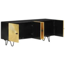 Berkfield Home TV Cabinet 110x30x45 cm Solid Wood Mango in Black - Size: 110 x 30 x 45 cm - thumbnail 1