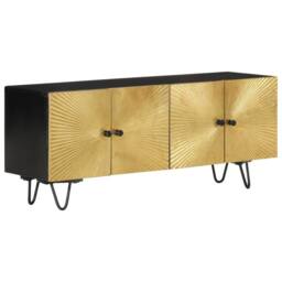 Berkfield Home TV Cabinet 110x30x45 cm Solid Wood Mango in Black - Size: 110 x 30 x 45 cm - thumbnail 2