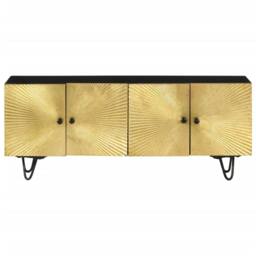 Berkfield Home TV Cabinet 110x30x45 cm Solid Wood Mango in Black - Size: 110 x 30 x 45 cm - thumbnail 4