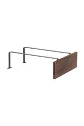 H&O Direct Black Metal Wall-Mounted Towel Rack with Brown Wooden Shelf - thumbnail 5