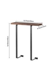 H&O Direct Black Metal Wall-Mounted Towel Rack with Brown Wooden Shelf - thumbnail 6