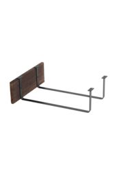 H&O Direct Black Metal Wall-Mounted Towel Rack with Brown Wooden Shelf - thumbnail 4
