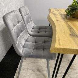 KOSY KOALA Modern Dining Table Set With 2 Grey Velvet Chairs & Bench Dining Room Furniture in Brown - thumbnail 6