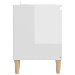 Berkfield Home TV Cabinet & Solid Wood Legs High Gloss White 103.5x35x50 cm - thumbnail 6