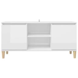 Berkfield Home TV Cabinet & Solid Wood Legs High Gloss White 103.5x35x50 cm - thumbnail 5