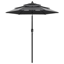 Berkfield Home Harmful 3-Tier Parasol with Aluminium Pole Anthracite 2 m in Black - thumbnail 2