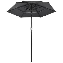 Berkfield Home Harmful 3-Tier Parasol with Aluminium Pole Anthracite 2 m in Black - thumbnail 3