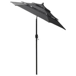 Berkfield Home Harmful 3-Tier Parasol with Aluminium Pole Anthracite 2 m in Black - thumbnail 1