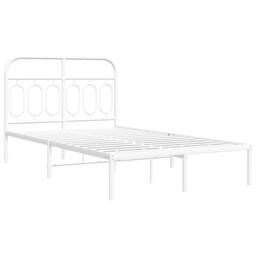 Berkfield Home Metal Bed Frame without Mattress with Headboard White 120x200cm - Size: Small Double - thumbnail 3