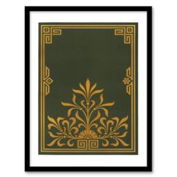 Artery8 GA & MA Audsley Framed Wall Art Antique Art Deco Botanical Pattern in Green - Size: A4 - thumbnail 1