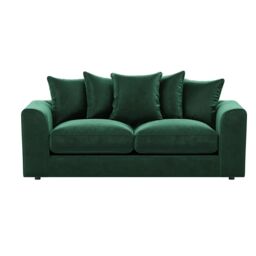 Furnishings For Less UK Brooklyn Plush Velvet Fibre Fabric 3 Seater Sofa Scatter Back in Green - thumbnail 2