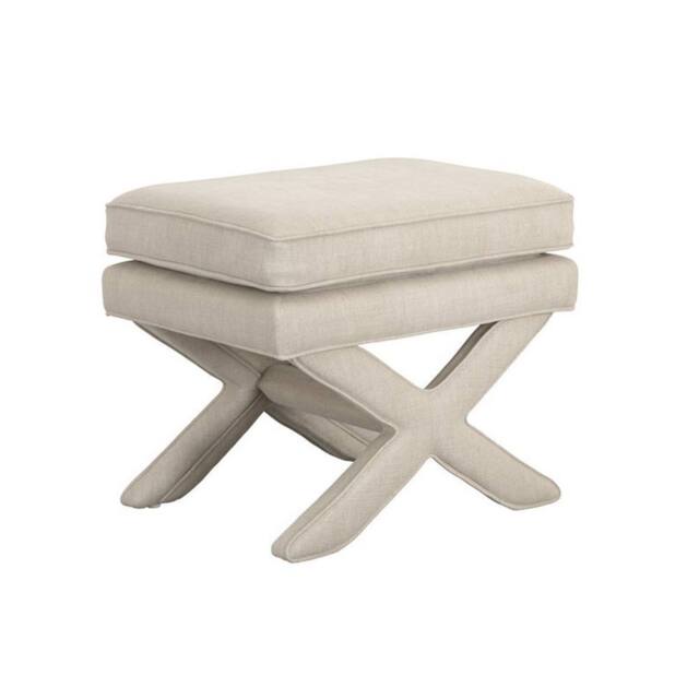 Lemon Pavilion Furniture Rhode Stool - Linen Blend - L45 x W61 x H49.5 cm - Stone - Flat Pack in Beige - image 1