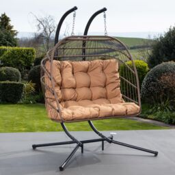 Artemis Home Haversham Swinging Double Garden Seat in Brown - thumbnail 2