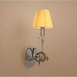 Netlighting Acanto Wall Lamp 1 Light E14 Antique Brass With Amber Cream Shade in Yellow - thumbnail 2