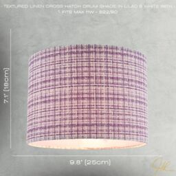 Happy Homewares Cross Hatch Design Textured Linen Fabric Lamp Shade in Lilac & White - Size: 10 inches - thumbnail 7