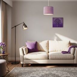 Happy Homewares Cross Hatch Design Textured Linen Fabric Lamp Shade in Lilac & White - Size: 10 inches - thumbnail 6