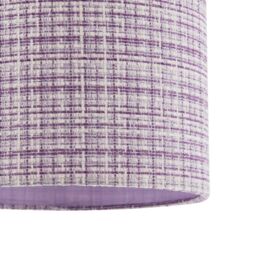 Happy Homewares Cross Hatch Design Textured Linen Fabric Lamp Shade in Lilac & White - Size: 10 inches - thumbnail 4