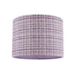 Happy Homewares Cross Hatch Design Textured Linen Fabric Lamp Shade in Lilac & White - Size: 10 inches
